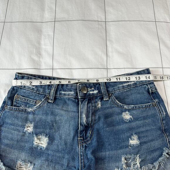 Free People Shorts Womens 27 Blue Denim Cut Off Distressed Raw Hem Boho Western - Picture 5 of 9
